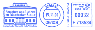 Frankatura mechaniczna: Halle, 13.11.2006