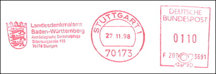 Frankatura mechaniczna: Stuttgart 1, 27.11.1998
