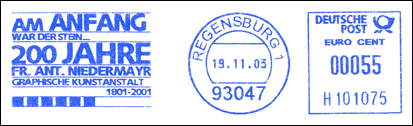Frankatura mechaniczna: Regensburg 1, 19.11.2003